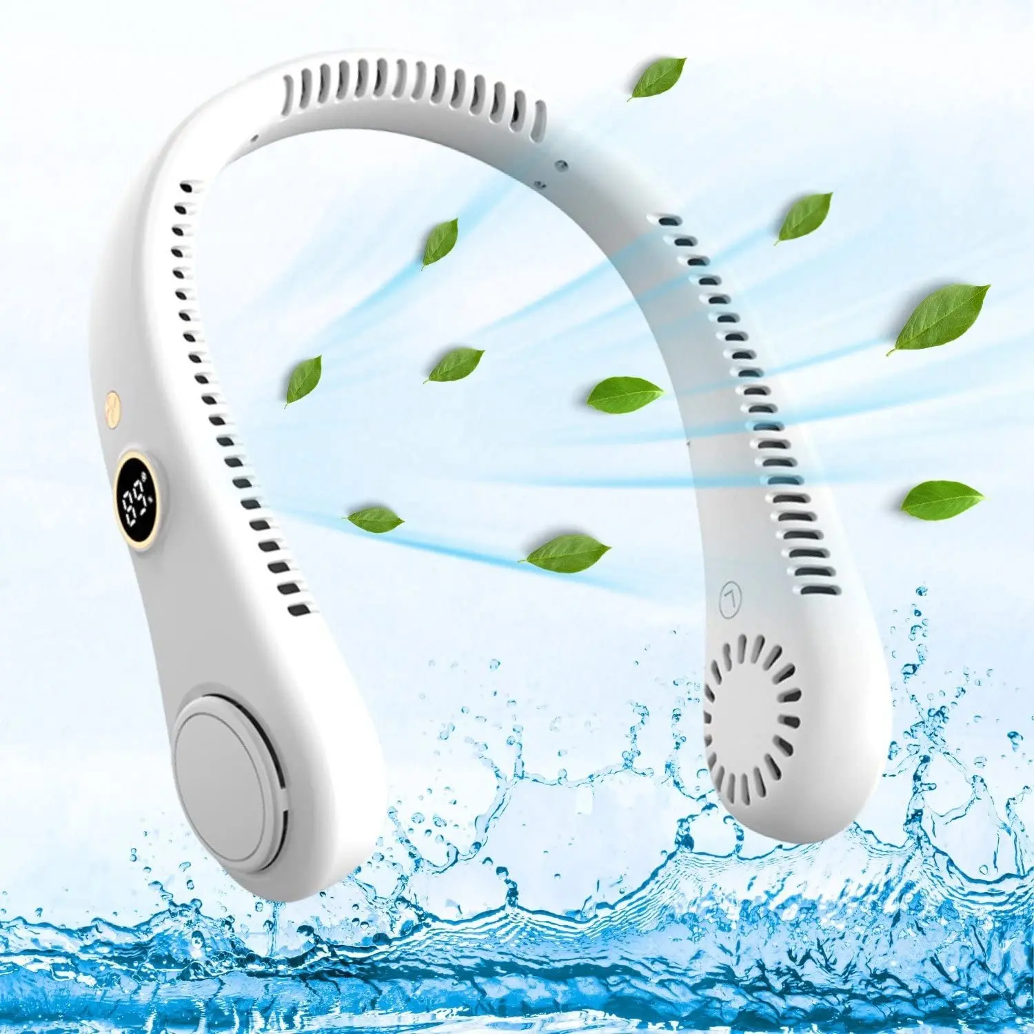 HOULI 1500mah portable outdoor wireless rechargeable hanging neck bladeless usb fan fans cooling for summer