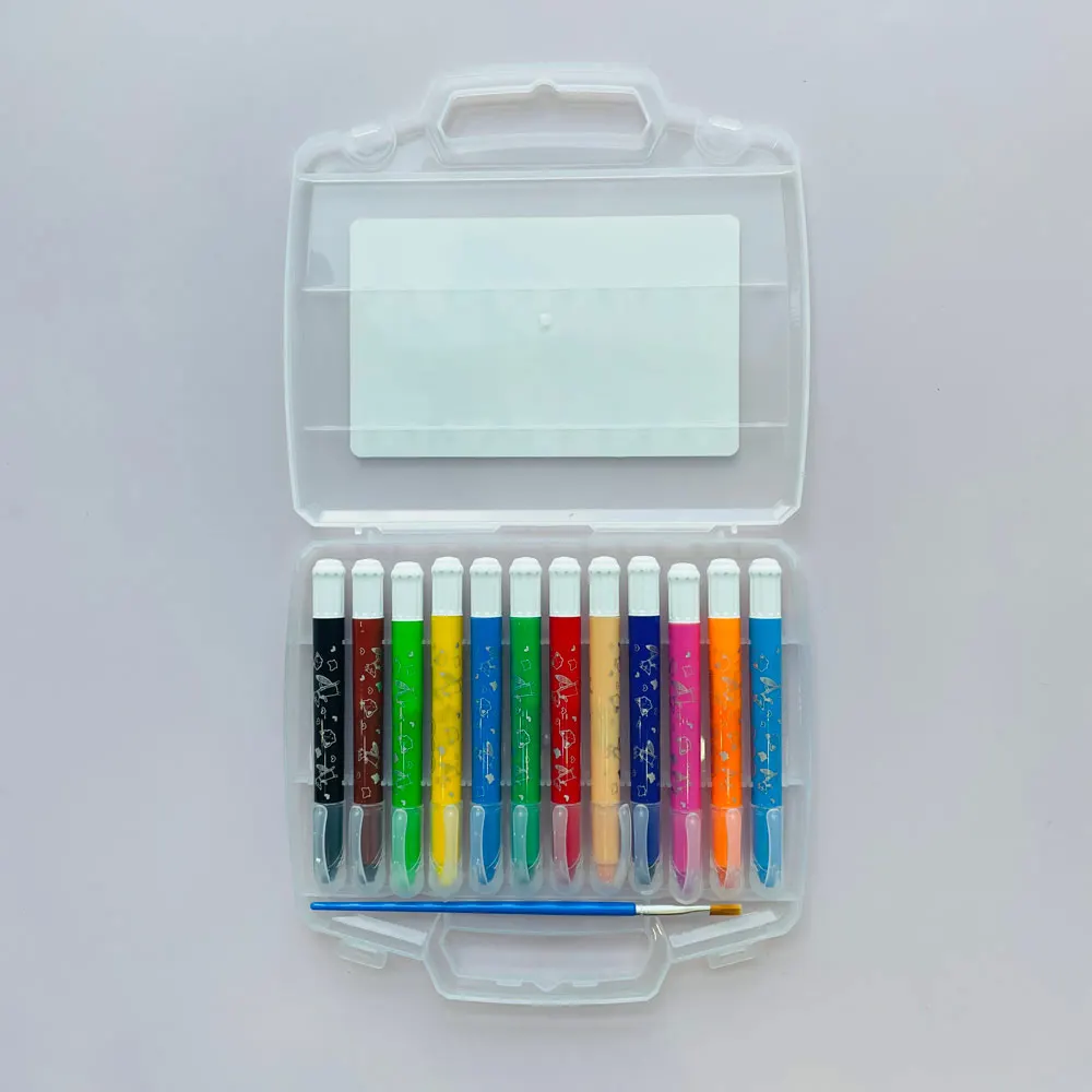 GF Factory Wholesale 12 Colors Art Drawing Set Kids Painting Smooth Silky Washable Crayons For School Students