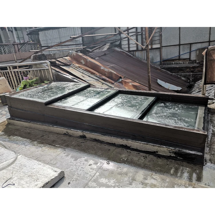 Automatic Retractable Skylight windows Customized Roof Insulating Double Glass Top Flat Tempered Ventilation