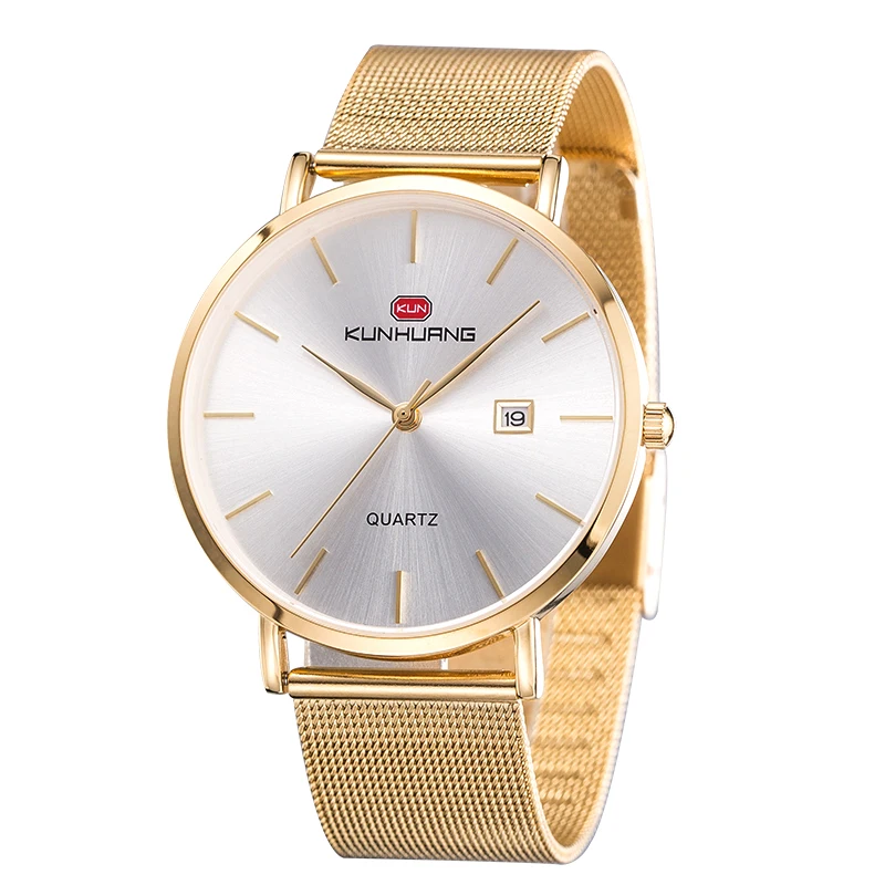 OB Jewelry Fashion Life Waterproof Mesh Belt Watch Black/Blue/Gold Color Metal Watch For Men or Women