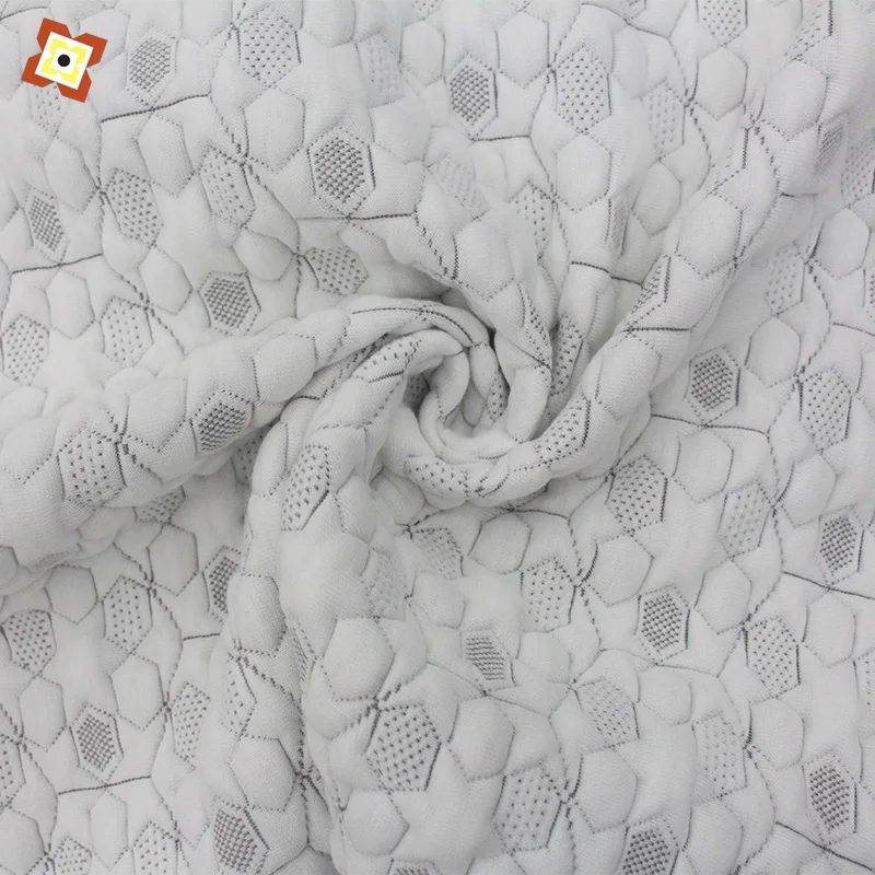 Stretch Knitted Mattress Jacquard Gray Staple Fiber Mattress Fabric Home Textile Fabric Spandex Mattress Fabric