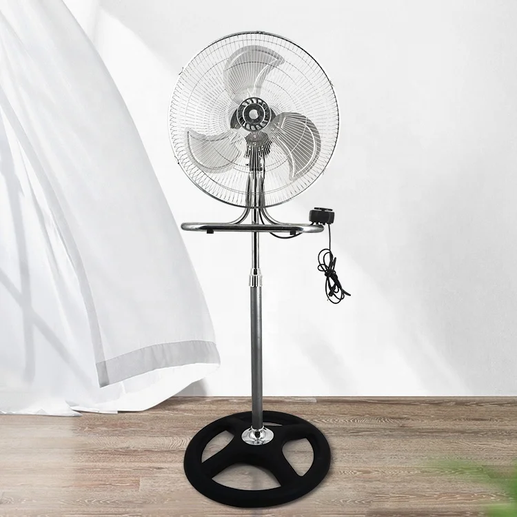 Cheap price indoor oscillating cooling iron metal blades 220v electric silver 2 in 1 18 inch industrial stand fan