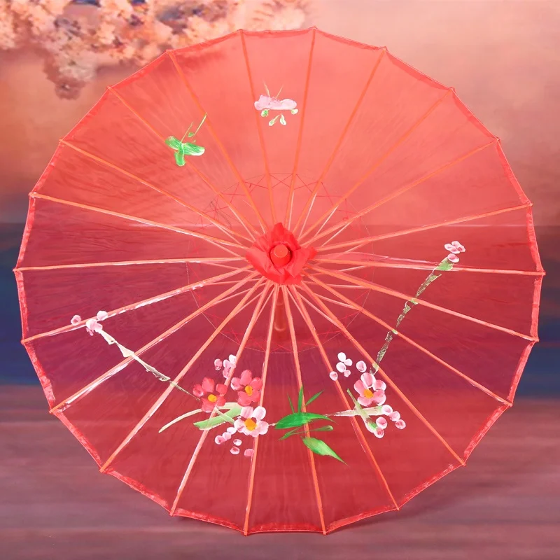 Прозрачный декоративный зонт с цветочным принтом