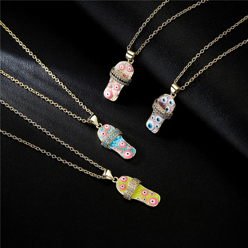 2022 Summer jewelry Hot Sell Gold Colorful Slipper Necklace
