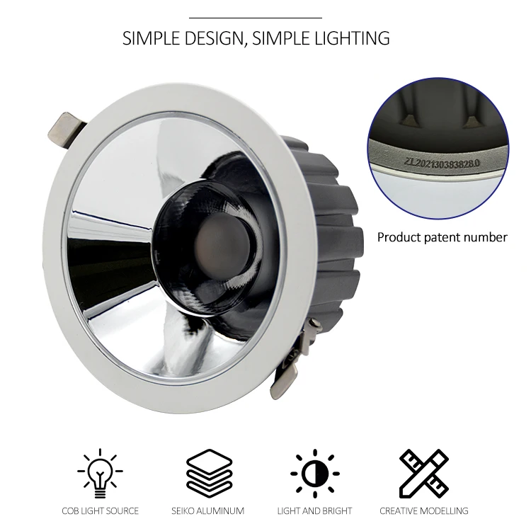 Best selling 12W Cutout Spotlight High Lumen COB Led Downlight To Warm Light