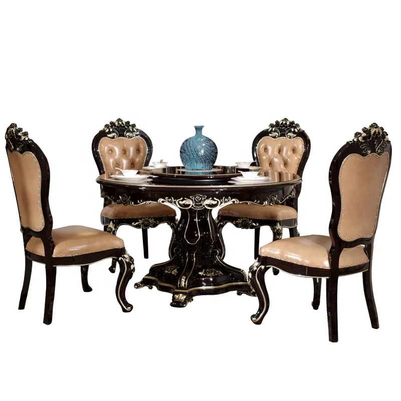 Роскошный Деревянный резной обеденный стол, набор из 6 стульев, мебель для столовой, 1 шт.