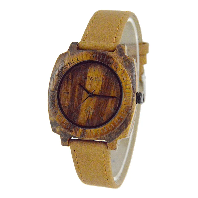 Promotional Gift Wood Watches Men Luxury Genuine Leather Strap Quartz Fastrack Watch for Men