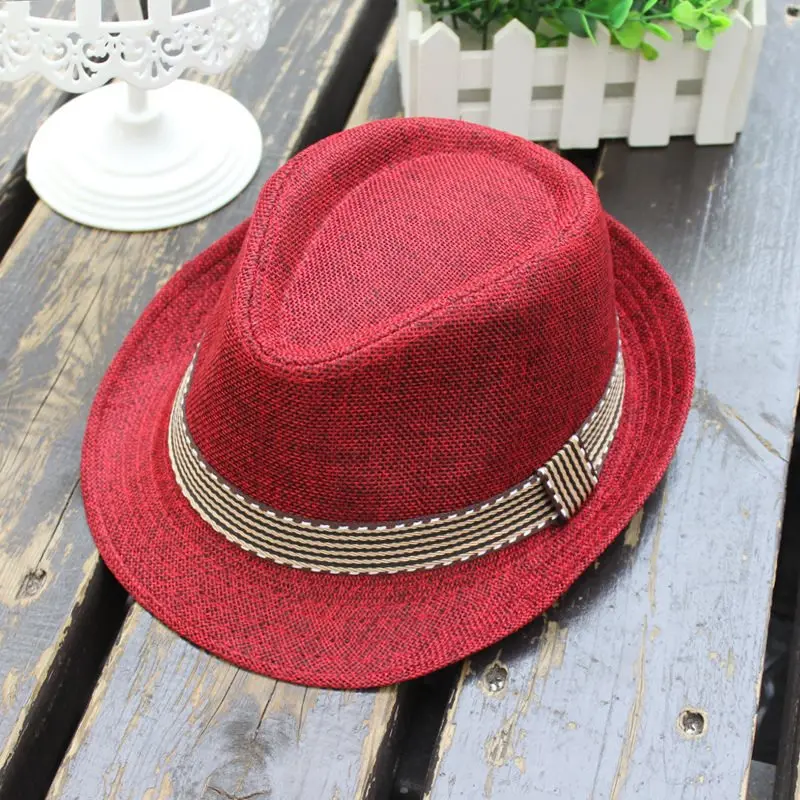 B1253 Fashion Summer Spring Kids Boys Jazz Caps Fedora Trilby Casual Straw Cap Cowboy Hats