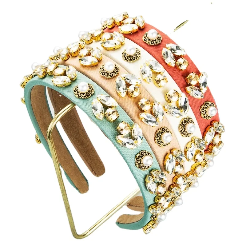 
hairband red headbands for women pearl rhinestone thin head bands hair accessories bride 