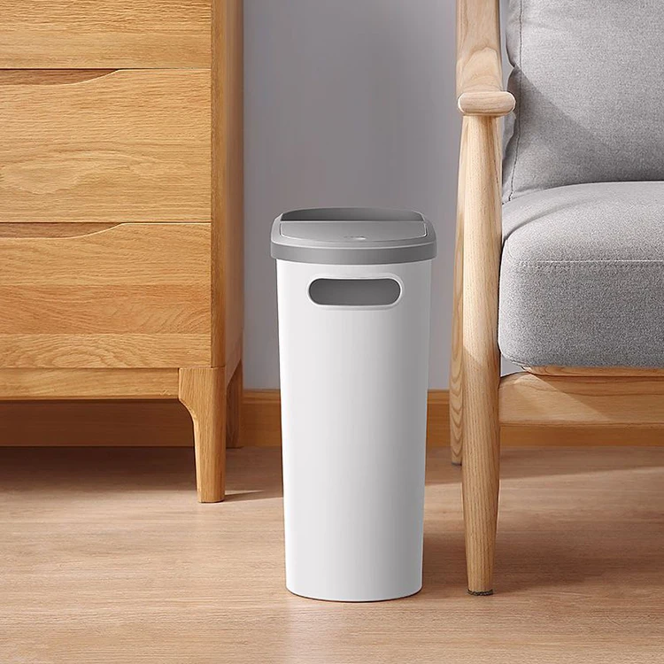 10L Pressing Bathroom Standing Mini Garbage Trash Can Plastic Circular Container with Spiral System Home Waste Bins