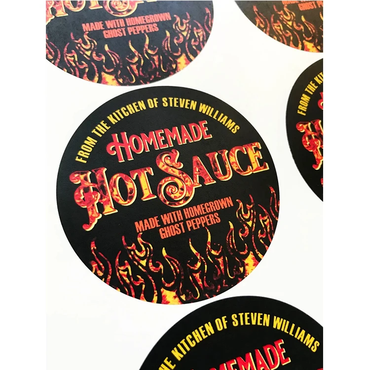 bulk quantity custom waterproof CMYK printing hot sauce label for sauces manufacturing company