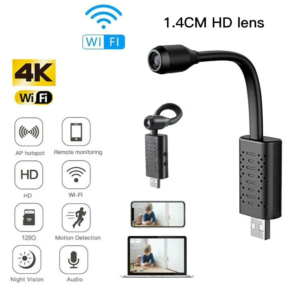  Внутренняя CMOS FULL HD USB WIFI шпионская камера Скрытая 128GB 1920X1080P 4K SMART NET секретная