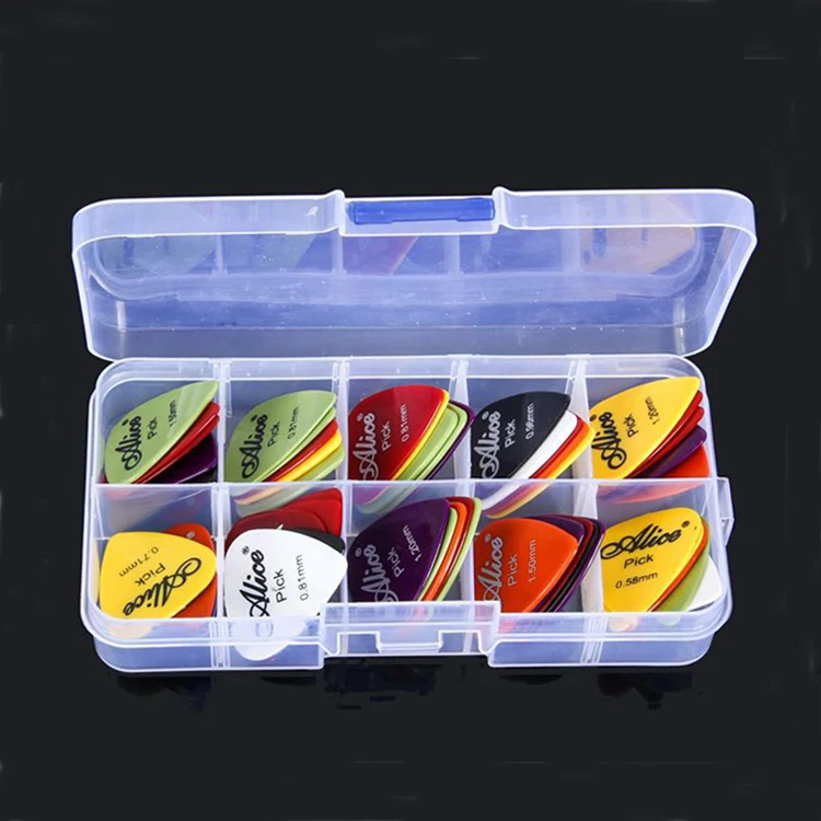 50pcs/ box Acoustic Electric Bass Plectrum Mediator Colorful guitar picks with 0.58/0.71/0.81/0.96/1.20/1.50mm thickness