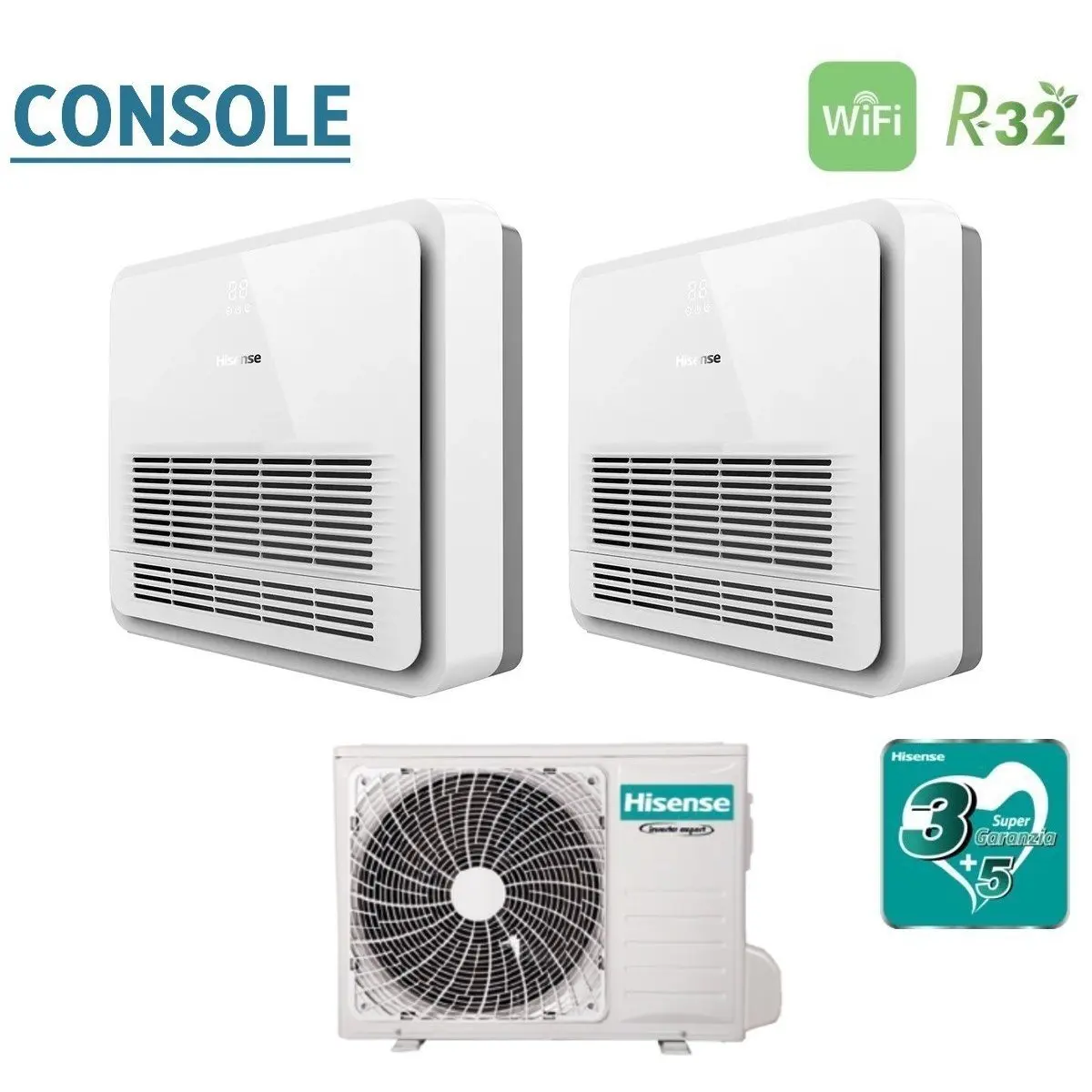 Climatizzzatore Condizionatore Hisense двойная сплит-консоль 9 + con 2AMW52U4RXC R-32 Wi-Fi опционально Telecomando di Serie Incluso 90