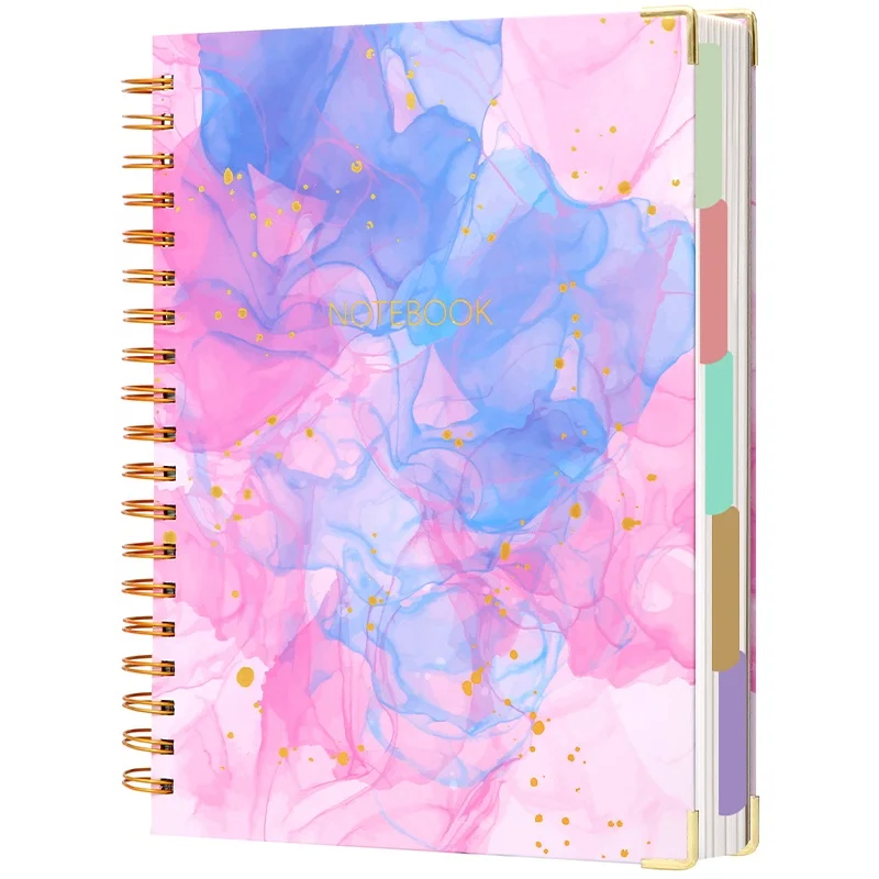 B5 Stock spiral notebook with dividers school spiral ring notebook with gold foil logo