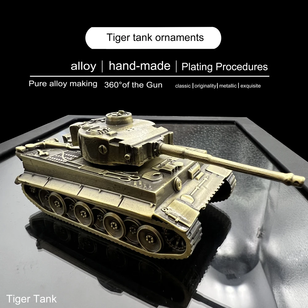 Metal alloy  Tiger tank  Ornaments 360 degree of the Gun high hand-made can custom