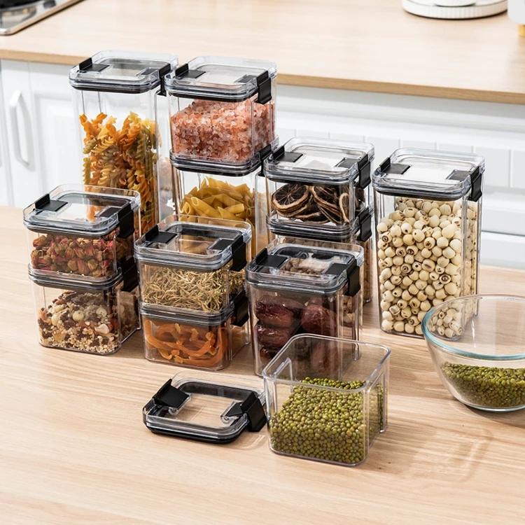 Hot New Products Transparent Plastic Kitchen Stackable Airtight Food Storage Containers 5 Pcs Set with Lid