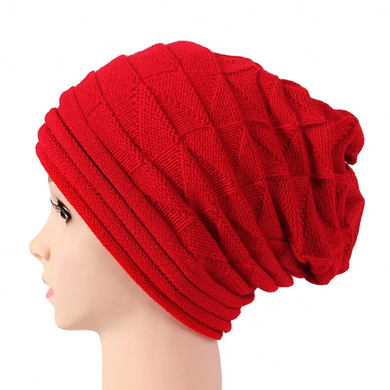 Fashion Women Autumn Winter Outdoor Warm Wool Cap Drape Knit Beanie Hats Woolen Caps Knitted Hat