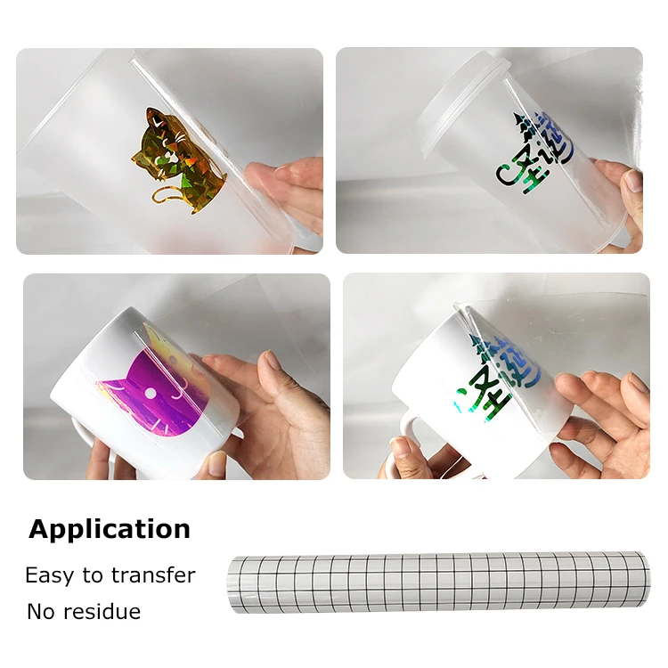 Factory Wholesale Clear Easy to Transfer No glue Self Adhesive Vinyl Sticker Adhesive Tape PVC Transfer Film