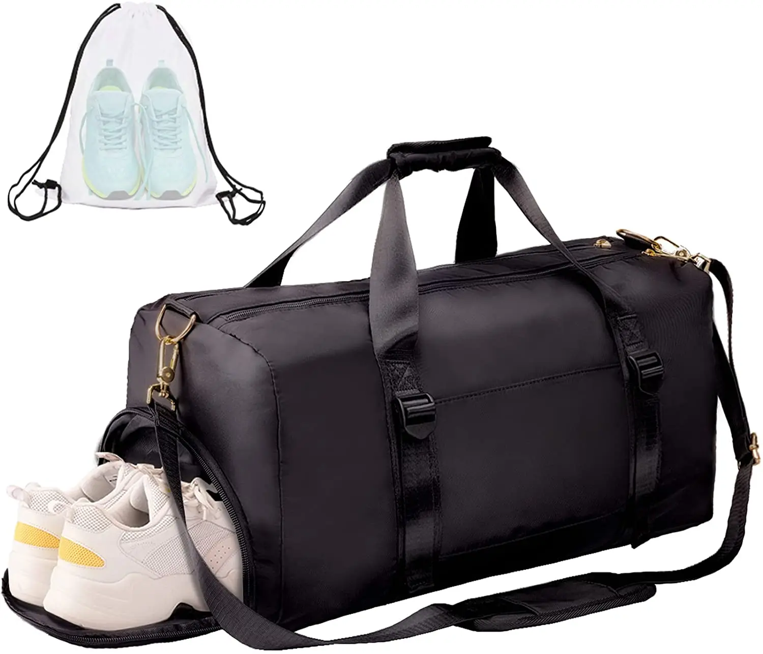 Gym Duffle Bag Dry Wet Separated Sport Duffle Bag Training Handbag Yoga bag with Extra Drawstring Backpack n Lightweight