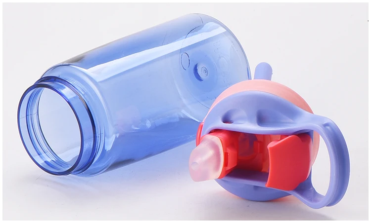 480ml New Style Pink PC Children Water Bottle With Straw Plastic Straw Water Bottle