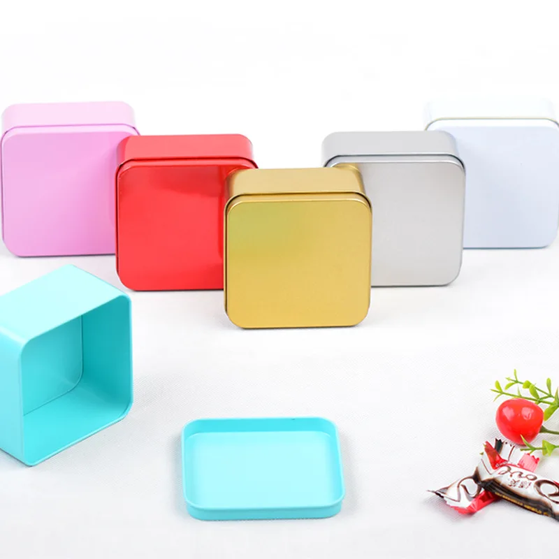 Wholesale Colorful Square Metal Tin Cans Box Tea Coffee Tin Box Metal Packing Custom Logo