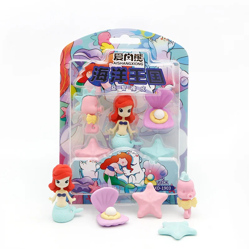 Soododo 3D mermaid customized Pencil TPR eraser for Children