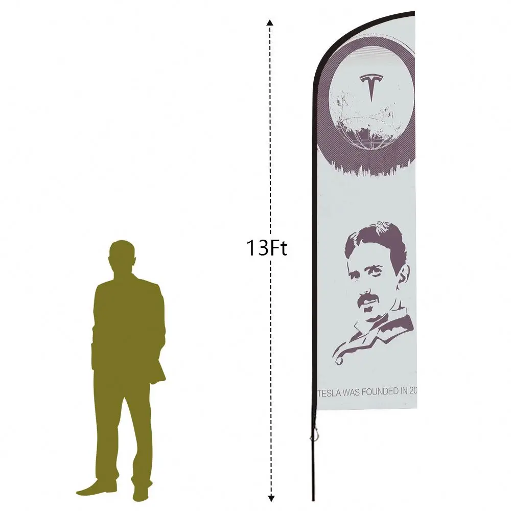 Top Quality Spike Base Flagpole Flying 2.8M 3.6M 3 Knitted Fabric Feather Beach Flag Set Indoor Trade Shop