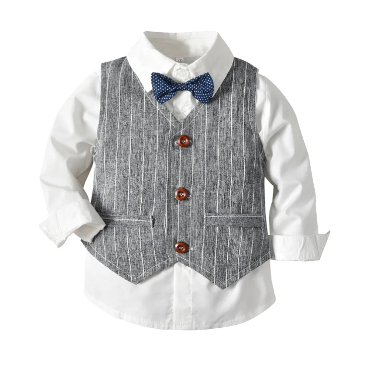 Осенний Европейский Американский новый официальный костюм для мальчиков осенний Детский Комплект из трех предметов с длинным рукавом