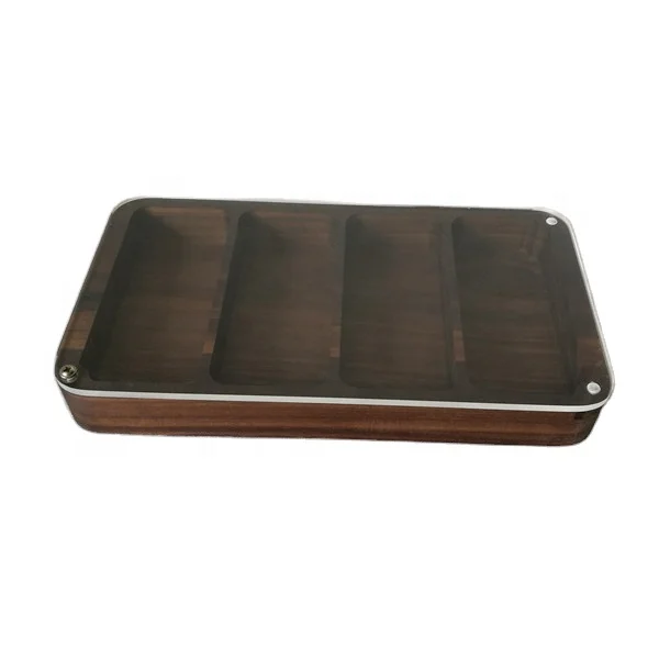 CNC Cutout Walnut Gift Box with Magnets Thick Acrylic Swivel Open Cover OEM Dimension Top Quality Wholesale