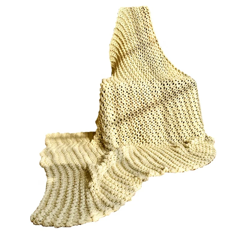 
Hot Sale Hand-woven 100% Acrylic chunky knit throw blanket 