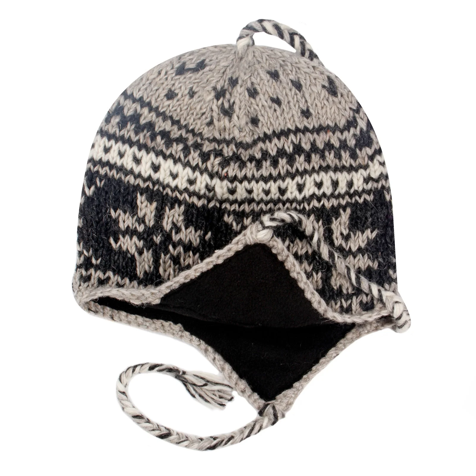 Himalaya Winter Beanie With Long Ear Flaps - Cold Weather Woolen Hat Sherpa Soft Fleece Lining Knitted