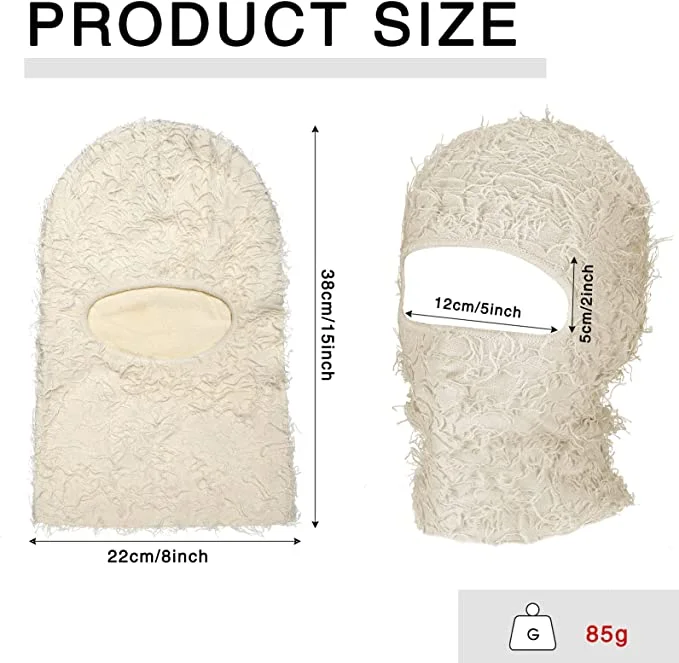 Hot Sale Conspicuous fuzzy  knitted balaclava headwear cover one hole  grassy distressed ski mask Knitted Balaclava