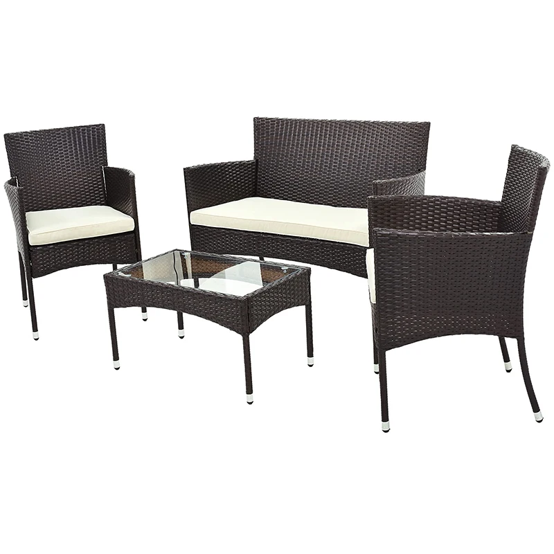 Hot on amazon  modern cheap stock outdoor cane rattan furniture cover garden set sectional patio sofa