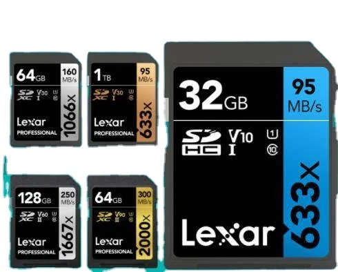 Оптовая продажа с фабрики карта памяти Lexar sd 32 Гб 64 128 ГБ 256 512 Microsd TF