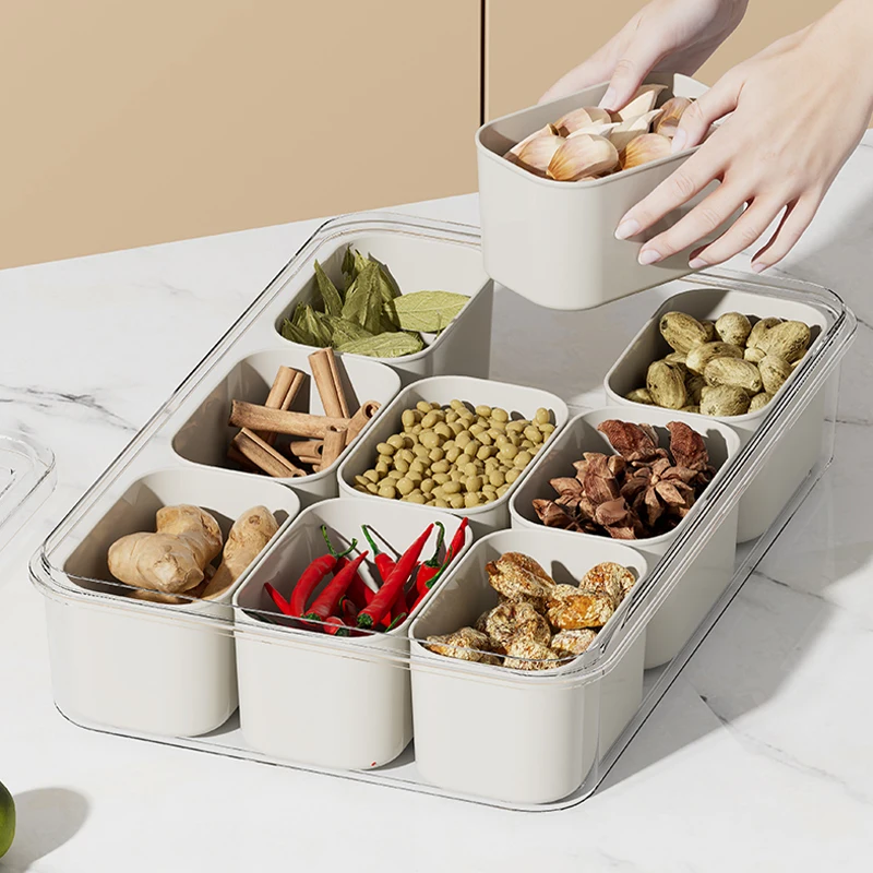 9 Grids Spice Jars Set Cheap and Fine Portable PET Seasoning Jar Set Plastic Food Container Spice Jar