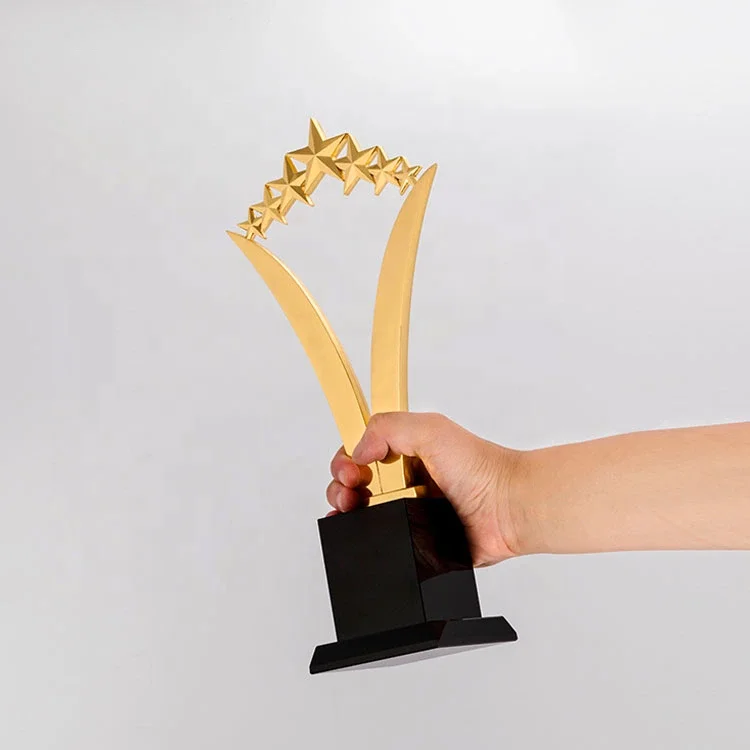 High Quality Gold silver bronze metal customized trophy with personalized logo engraved