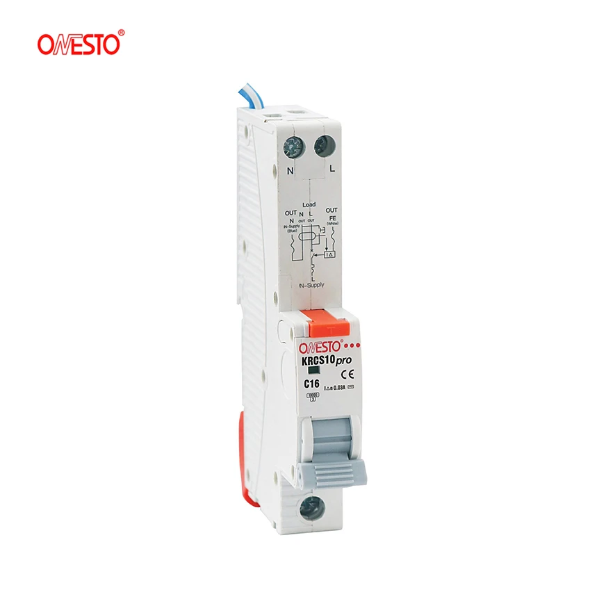 18 мм однополюсный RCBO с защитой от перегрузки по току автоматический выключатель перегрузкой 30/100