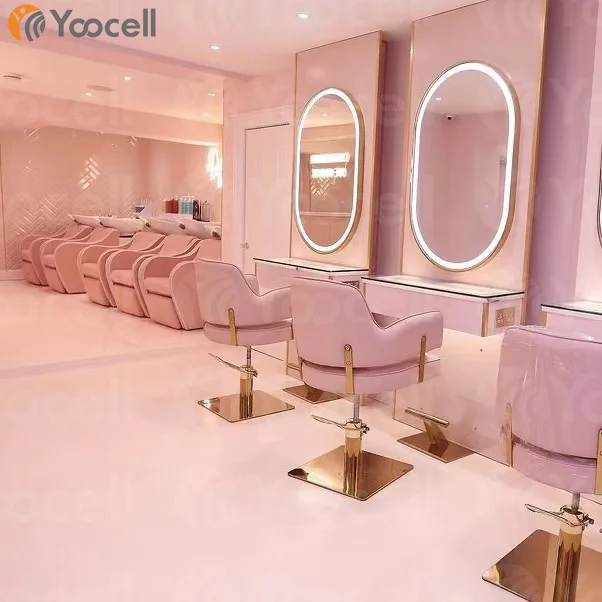  Горячая Распродажа современный парикмахерский стул Yoocell розового цвета для парикмахерской стулья салона