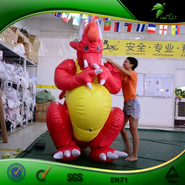 Hongyi Inflatable Suit, Inflatable Red Fire Dragon Mascot Costumes, Blow Up Body Suit