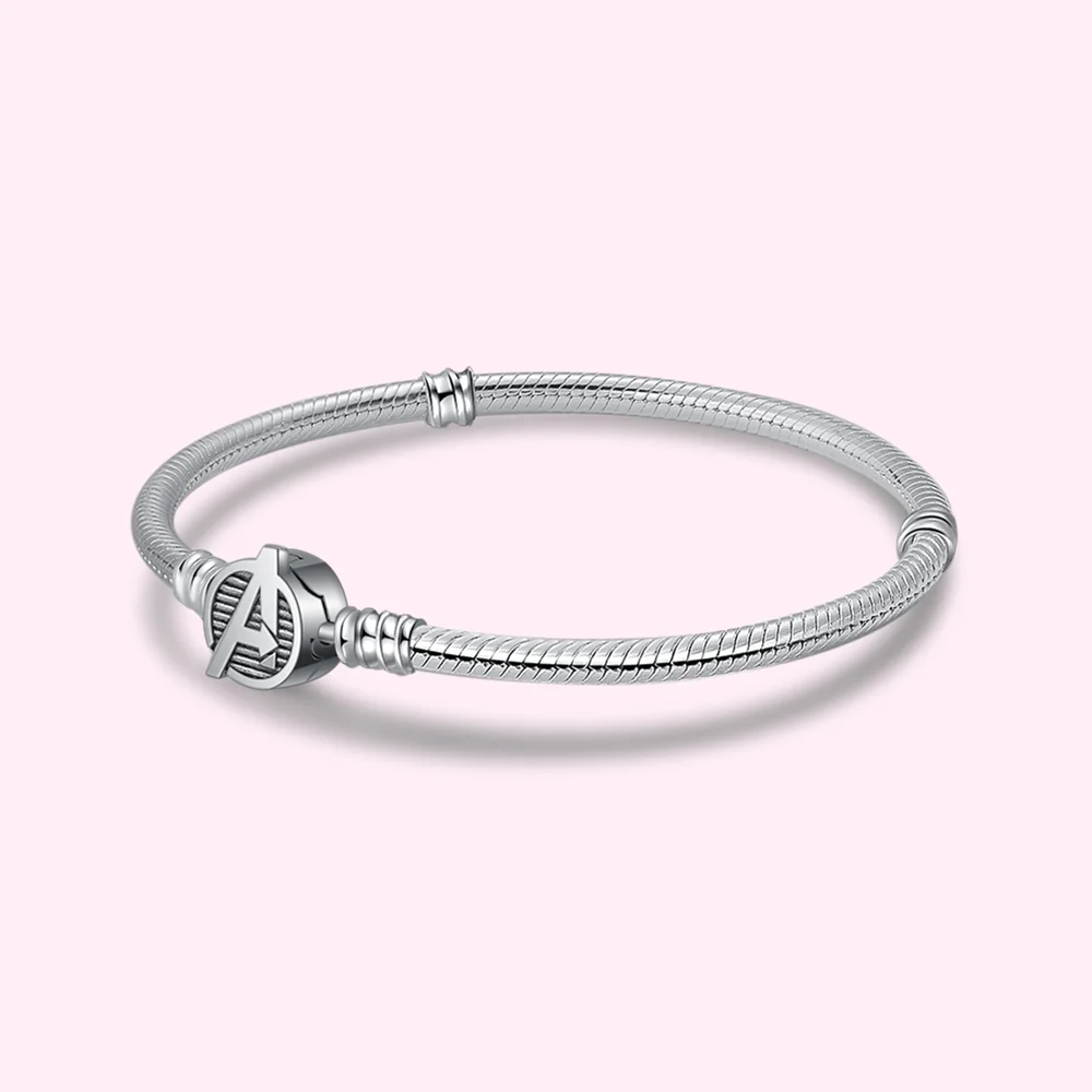 Women Wholesale Sterling Silver letter bracelet Secure Iconic Barrel Clasp Bestselling Charm Snake Chain mouse Bracelet Beads