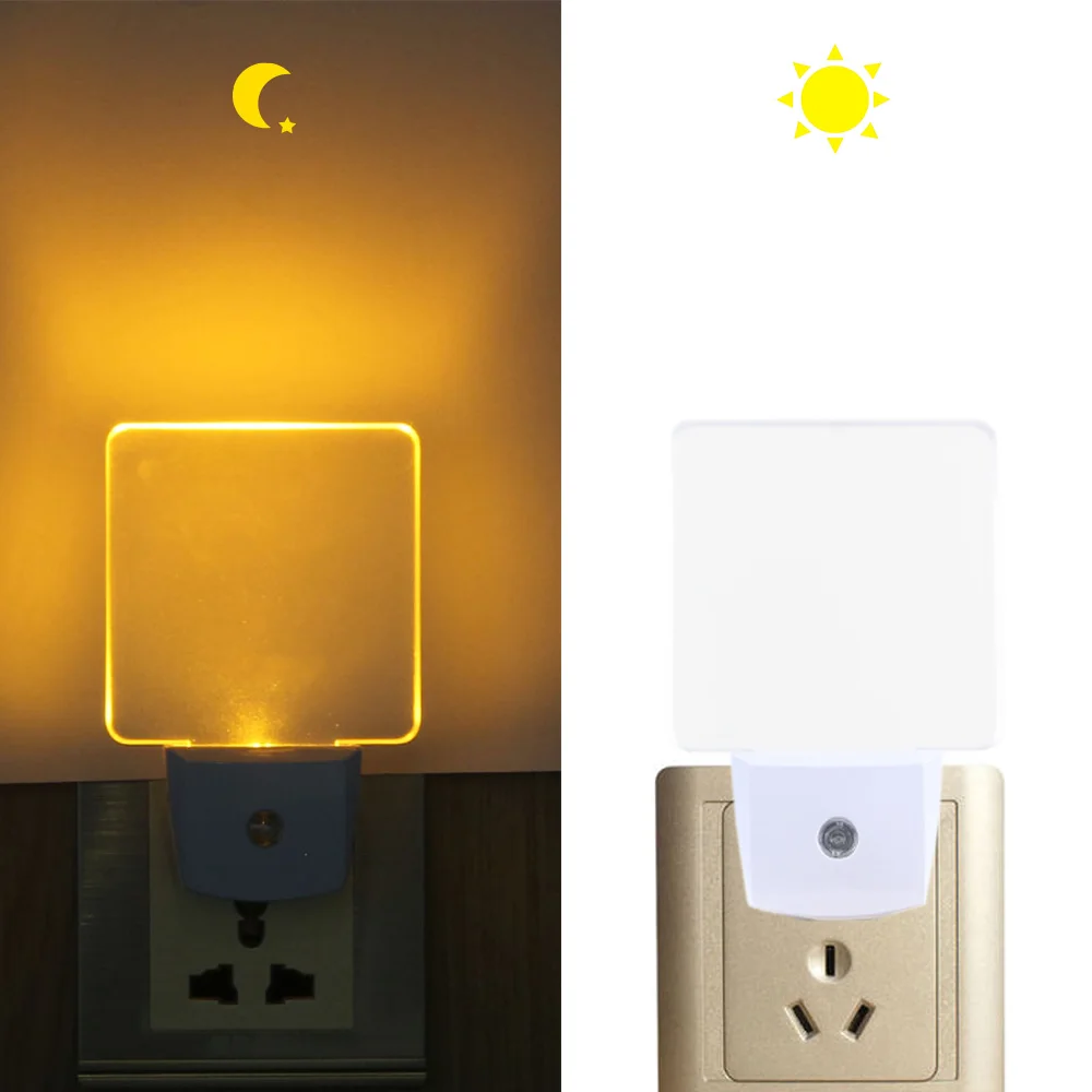 amber energy efficient nightlight plug-in dusk to dawn sensor led night light for bedroom bathroom nursery hallway kitchen lamp