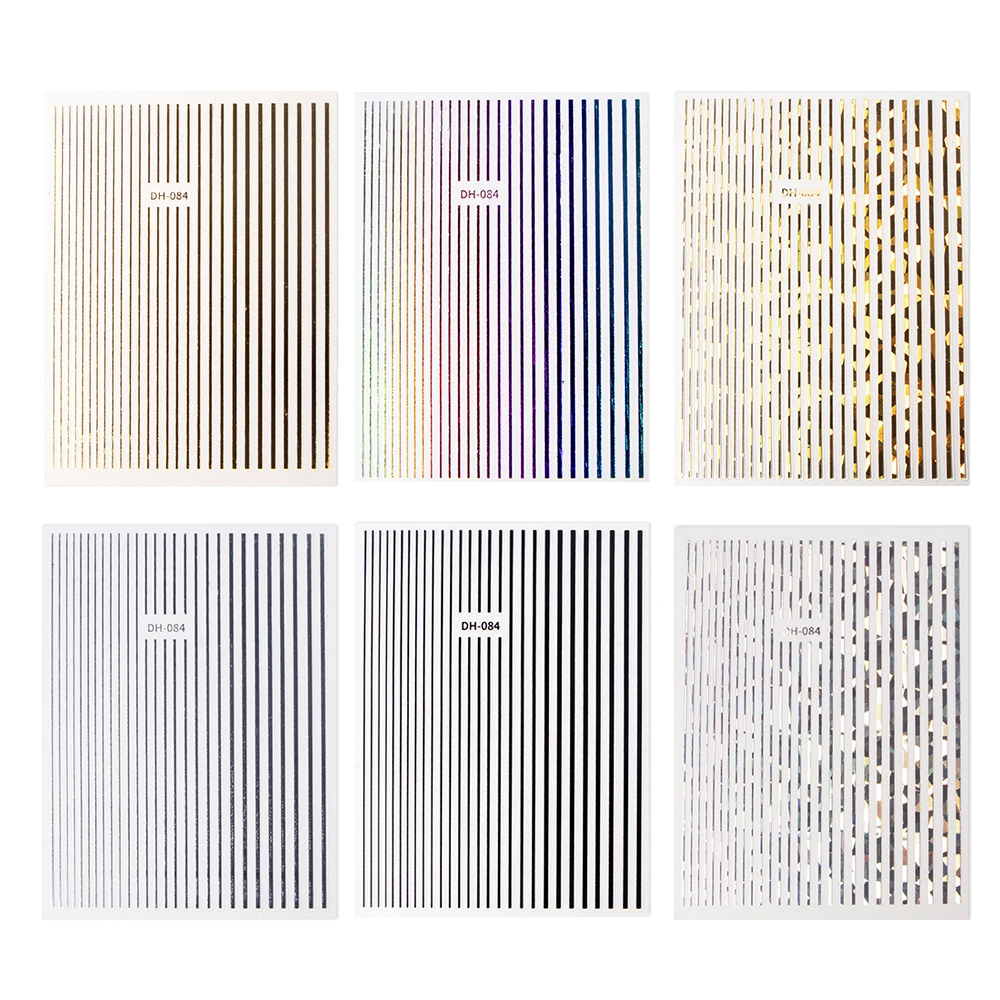 High Quality Gold Nail Line Nail Art Stickers Decoration,Custom Stickers Black White 3D Nail Stickers