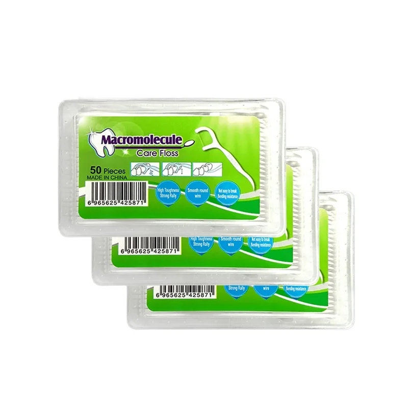 NEWELL Bulk Custom Logo 50 Picks In Box Eco Friendly Oral Care Tooth Stick Plastic Toothpick Dental Floss Picks