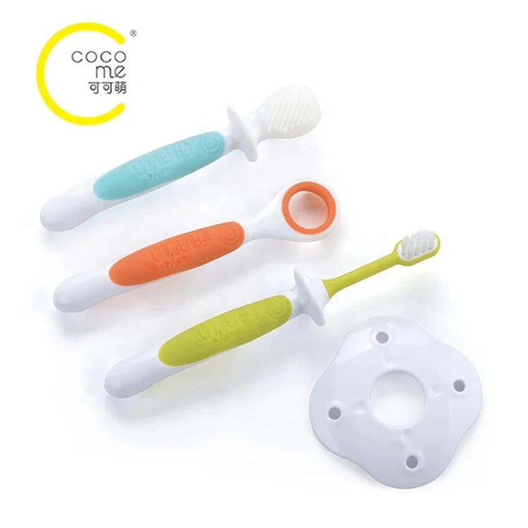 
COCOME 4 Pcs Toothbrushes Soft Brush 3 Stage Teeth Cleaning BPA Free PP TPE Eco Friendly Oral Care Plastic Training Toothbrush 