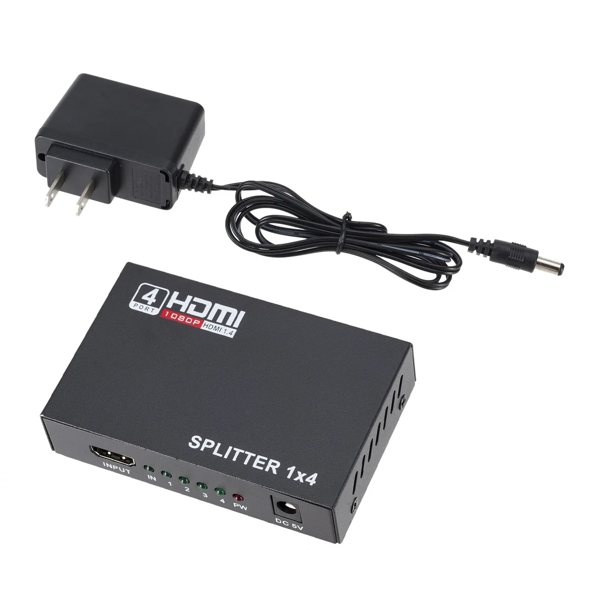 Factory OEM 1080p hdmi splitter 1 in 4 out hdmi splitter 1x4 hdmi splitter audio video extender with AC adapter