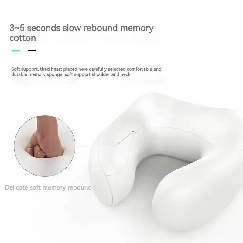 Travel Pillow with Heat Vibration Massage Cordless Airplane Neck Pillow for Sleeping with Headrest Support