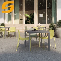 Cheap Modern Dining Restaurant Furniture Multiple Color Metal Outdoor Dinning Set Dining Cafe Table And Chairs