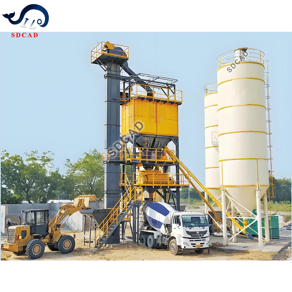 SDCAD brand Professional Construction Machinery 25-240m3/h small mobile ready-mixed concrete mixing plant
