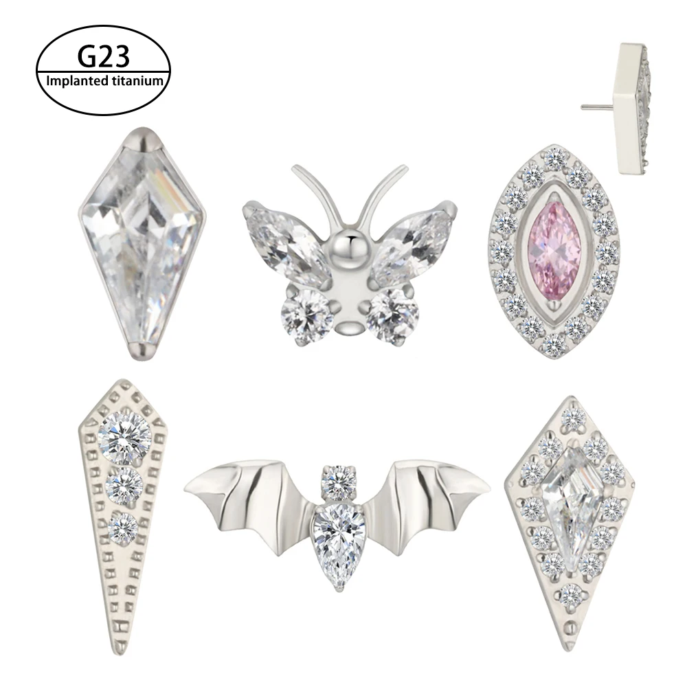 Wholesale ASTM F136 Titanium Threadless Piercing Push In Top End Body Ear Piercing Jewelry